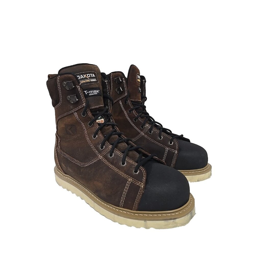 DAKOTA Men's 8'' 523 Steel Toe Steel Plate Ironworker Work Boots Brown Size 9M
